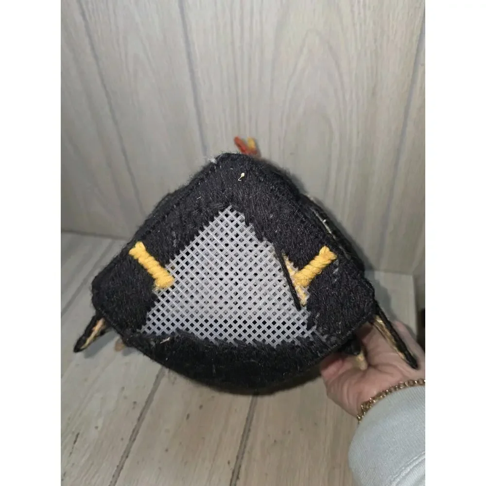 Vtg Handmade Thanksgiving Turkey Plastic Canvas Needlepoint Centerpiece 3D